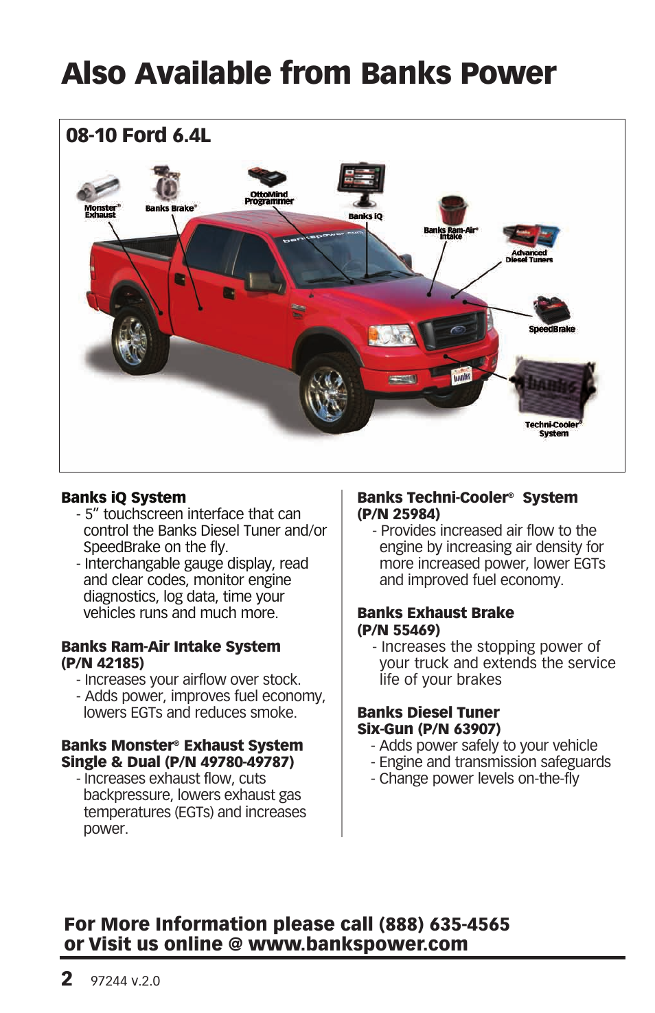 Also available from banks power | Banks Power Ford Trucks: (Diesel ’08 - 10 6.4L Power Stroke) Speed Control- SpeedBrake '08-09  For use with PowerPDA & Banks iQ User Manual | Page 2 / 24