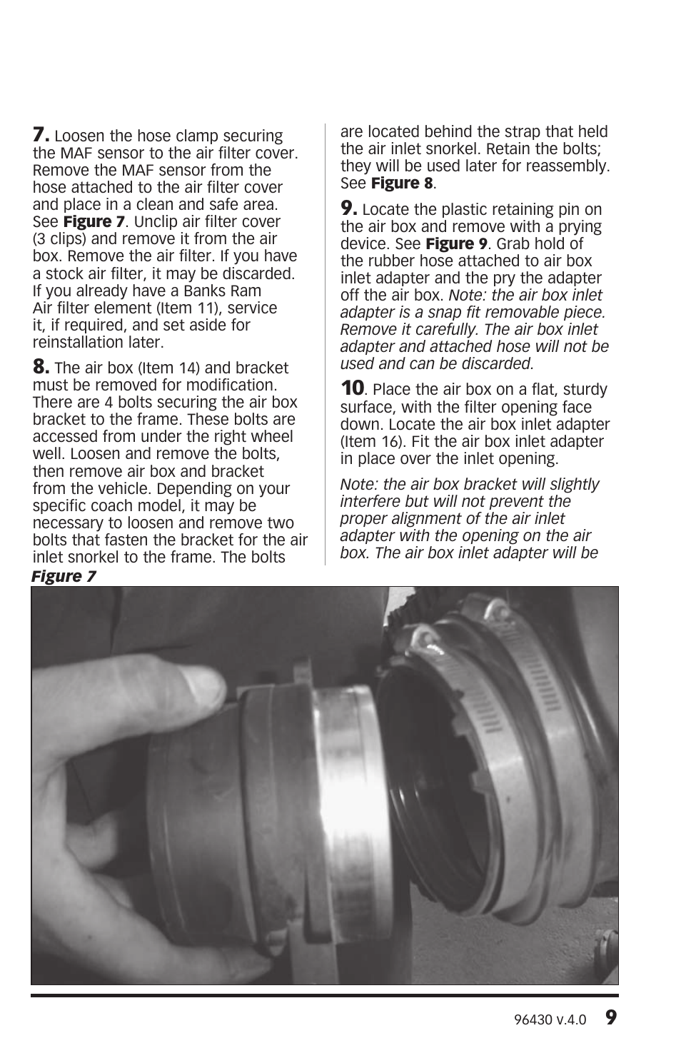 Banks Power GM Motorhomes: (Gas ’01 - 10 8.1L Workhorse) Intake- Ram-Air Intake system '01-08 Class-A MH User Manual | Page 9 / 24
