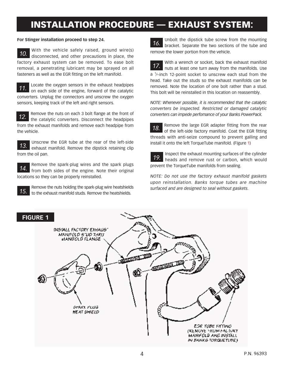 Installation procedure — exhaust system, Figure 1 | Banks Power GM Motorhomes: (Gas ’96 - 00 7.4L Vortec) PowerPack system (EFI Vortec, P12 chassis) User Manual | Page 4 / 10