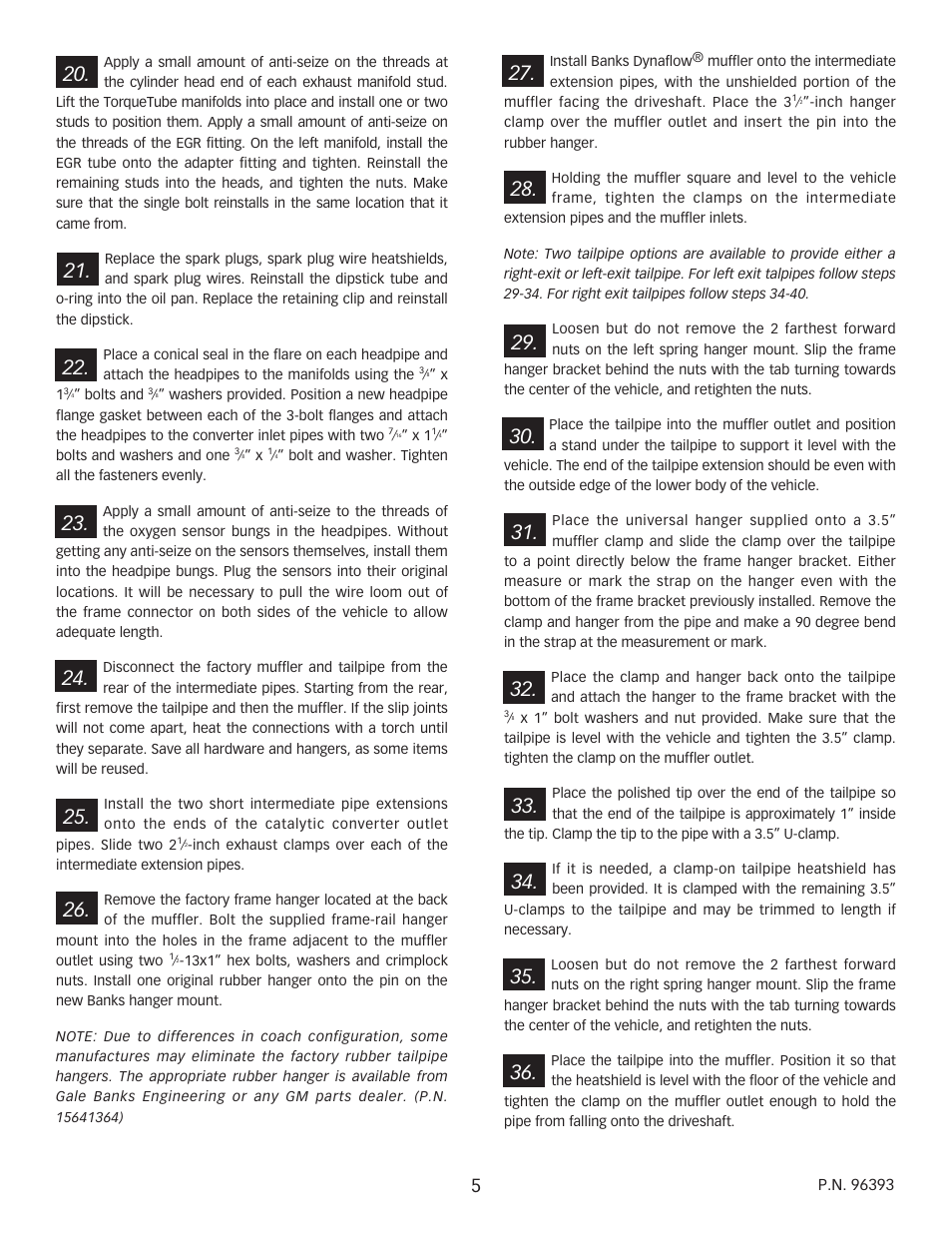 Banks Power GM Motorhomes: (Gas ’96 - 00 7.4L Vortec) PowerPack system (EFI Vortec, P12 chassis) User Manual | Page 5 / 10