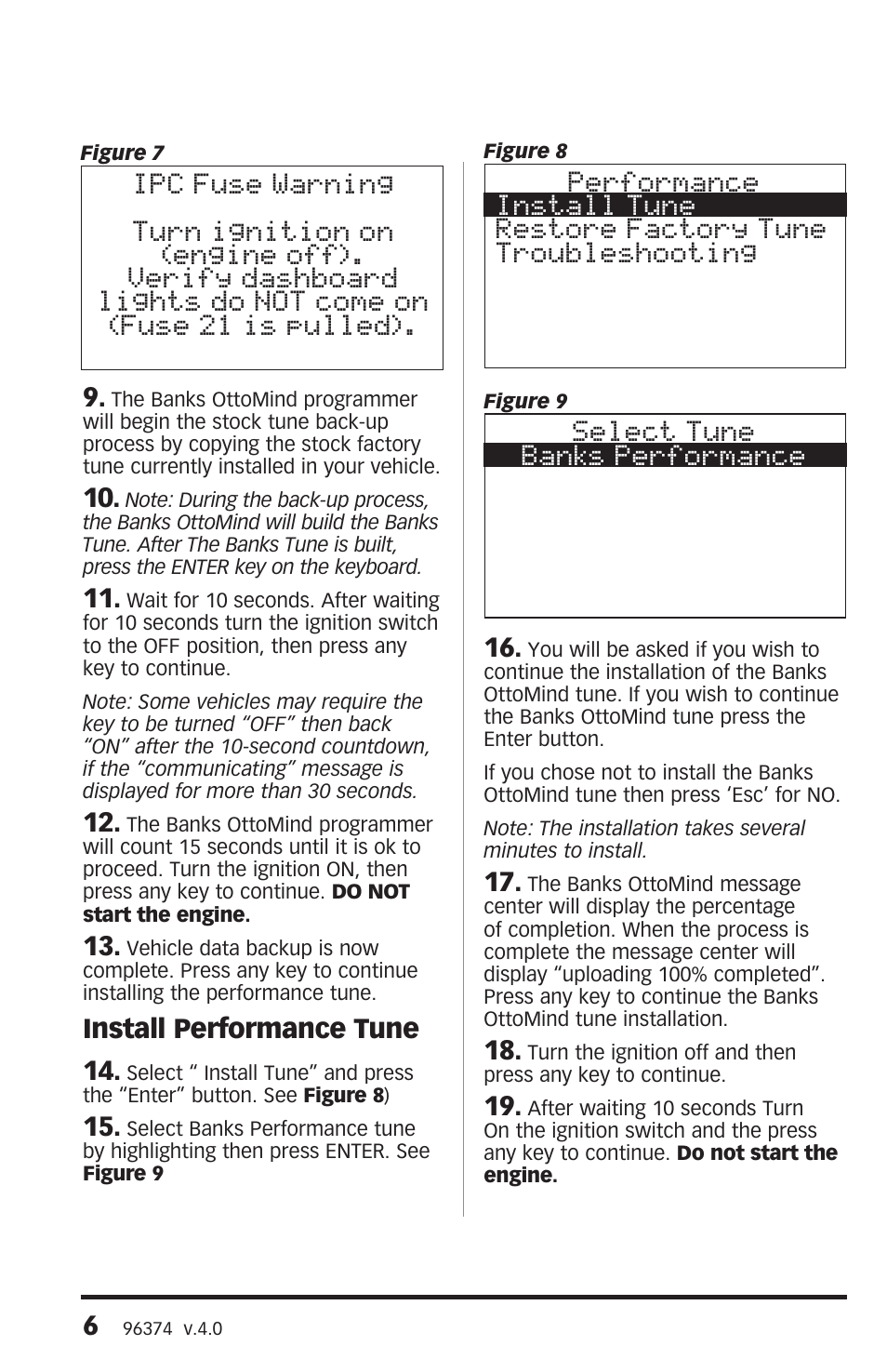 Select tune banks performance, Install performance tune 14 | Banks Power GM Motorhomes: (Gas ’01 - 10 8.1L Workhorse) Programmer- AutoMind Programmer '03-05 Class-A MH User Manual | Page 6 / 16