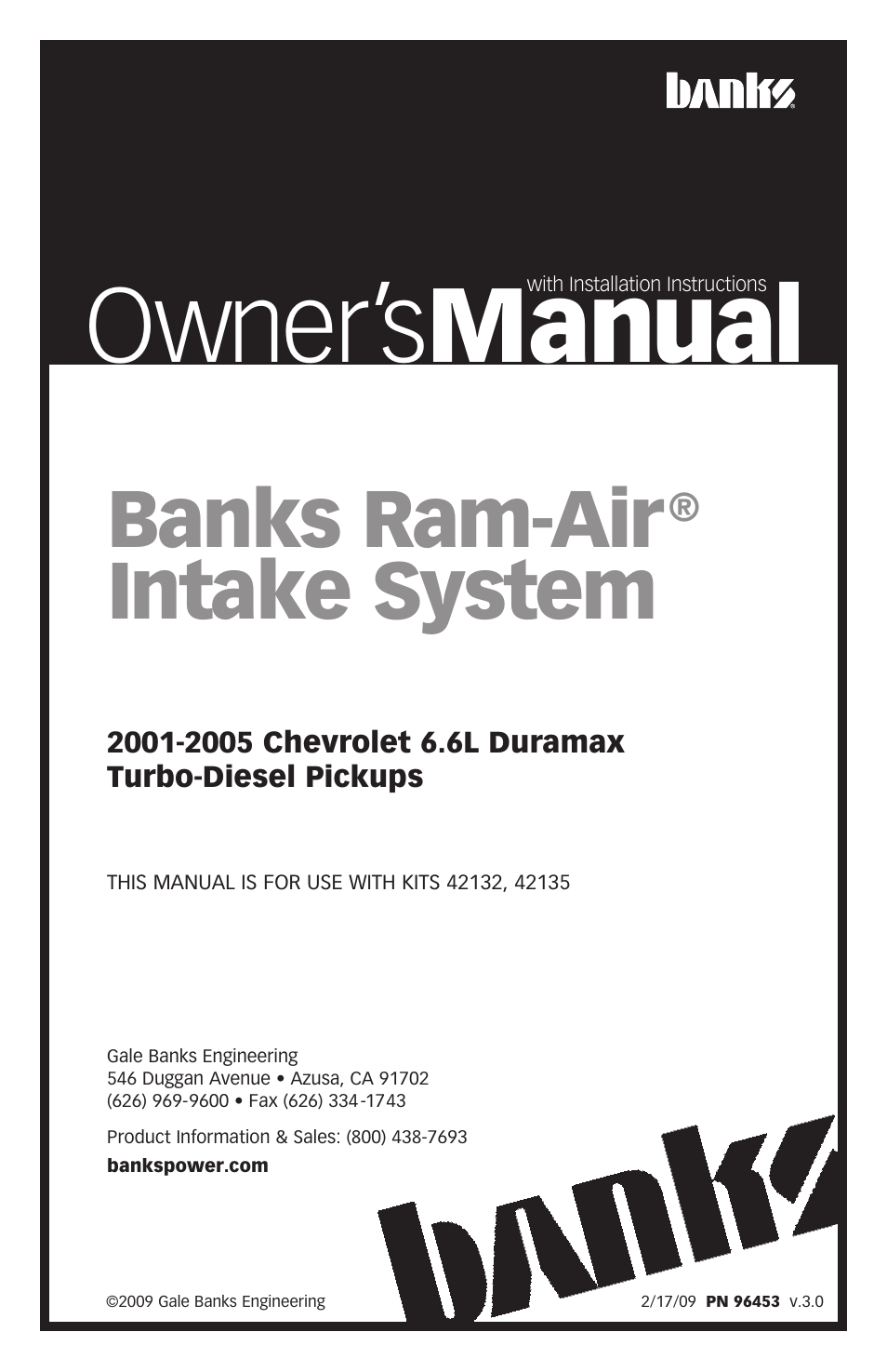 Banks Power 2001-2005 Chevrolet 6.6L Duramax Turbo-Diesel Pickups User Manual | 24 pages