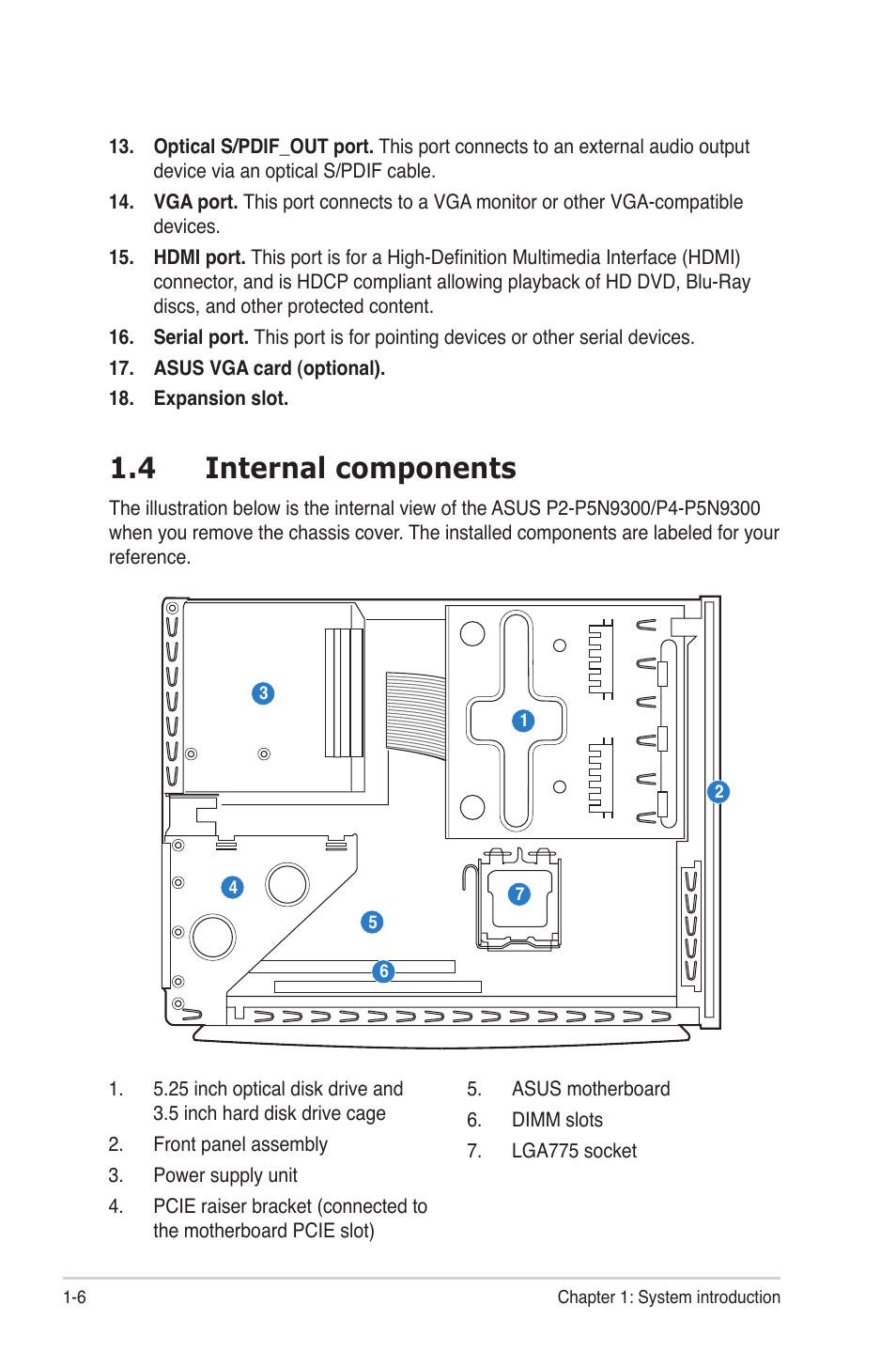 4 internal components, Internal components -6 | Asus P4-P5N9300 User Manual | Page 16 / 82