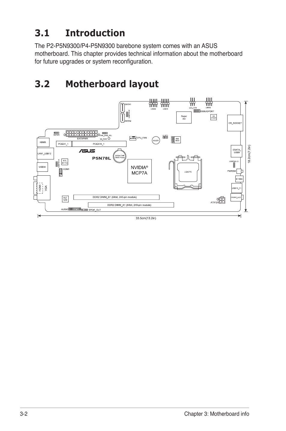 1 introduction, 2 motherboard layout, Introduction -2 | Motherboard layout -2 | Asus P4-P5N9300 User Manual | Page 34 / 82