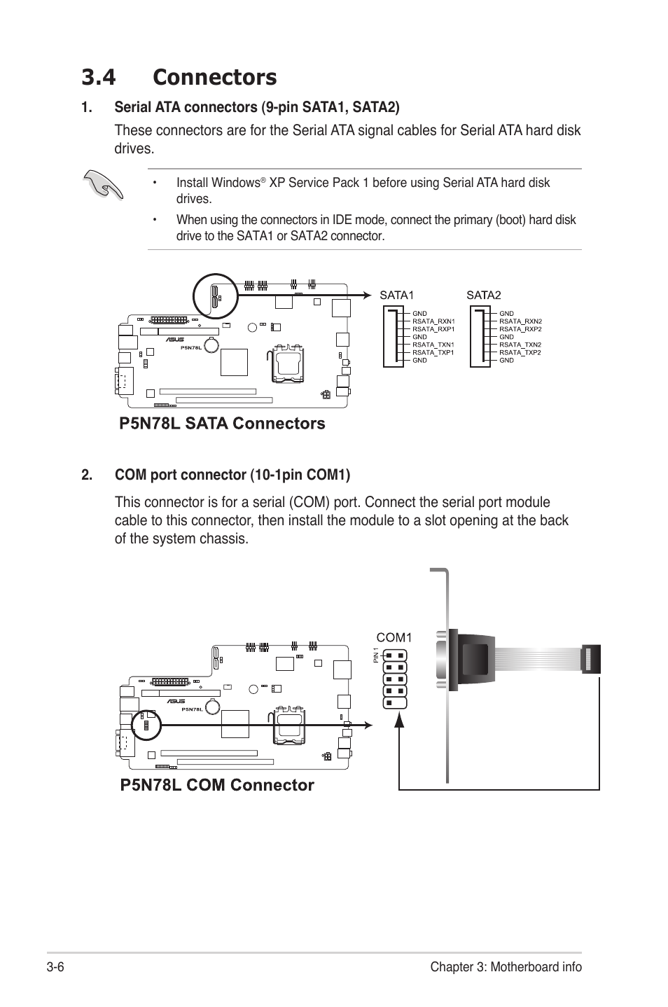 4 connectors, Connectors -6 | Asus P4-P5N9300 User Manual | Page 38 / 82