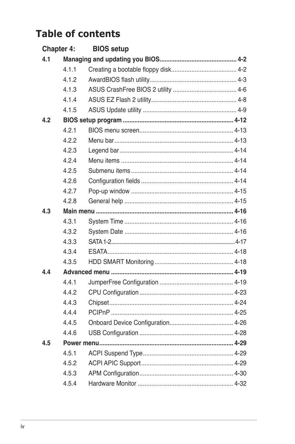 Asus P4-P5N9300 User Manual | Page 4 / 82