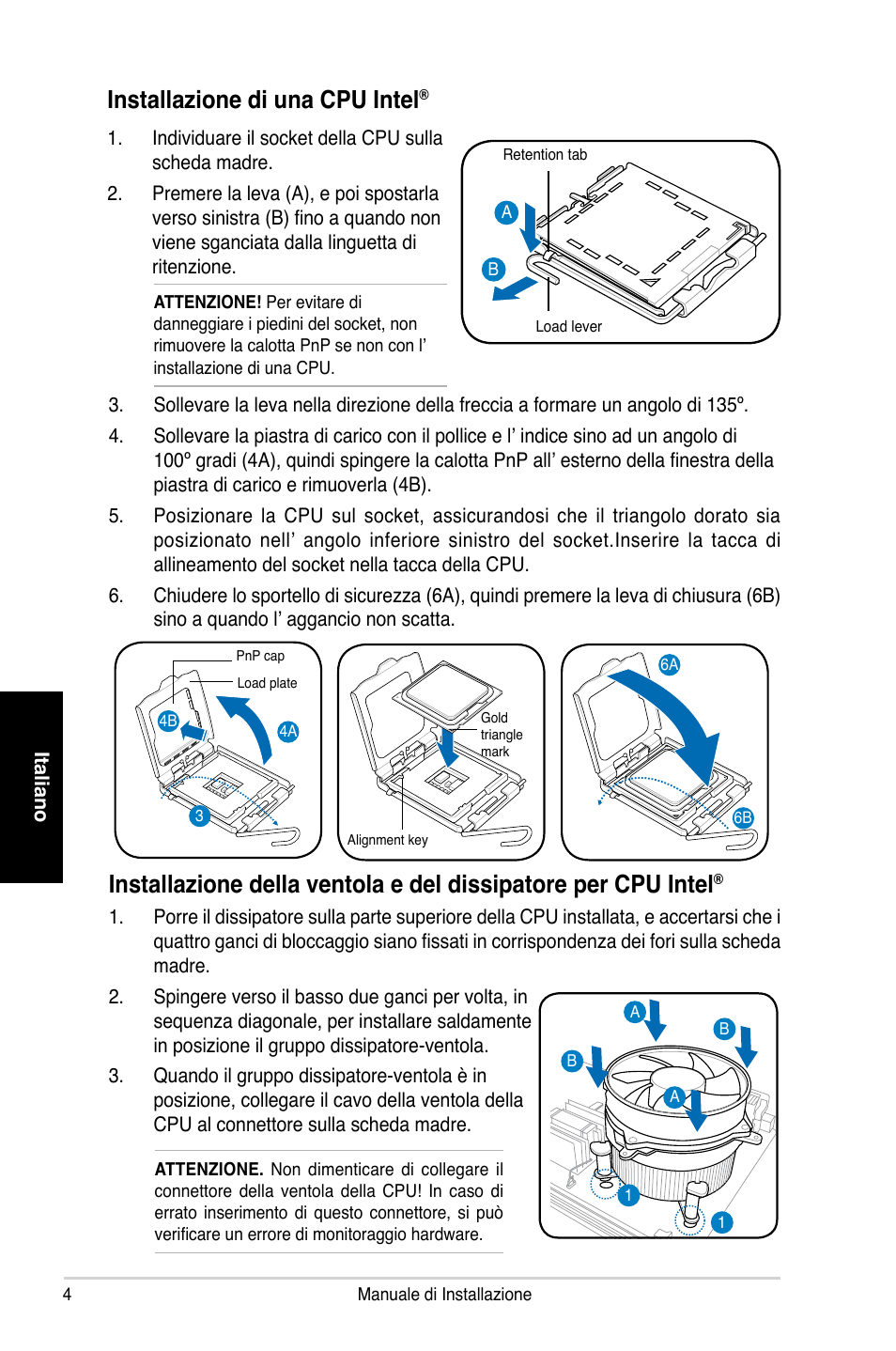 Installazione di una cpu intel | Asus P2-P5945GC User Manual | Page 28 / 80