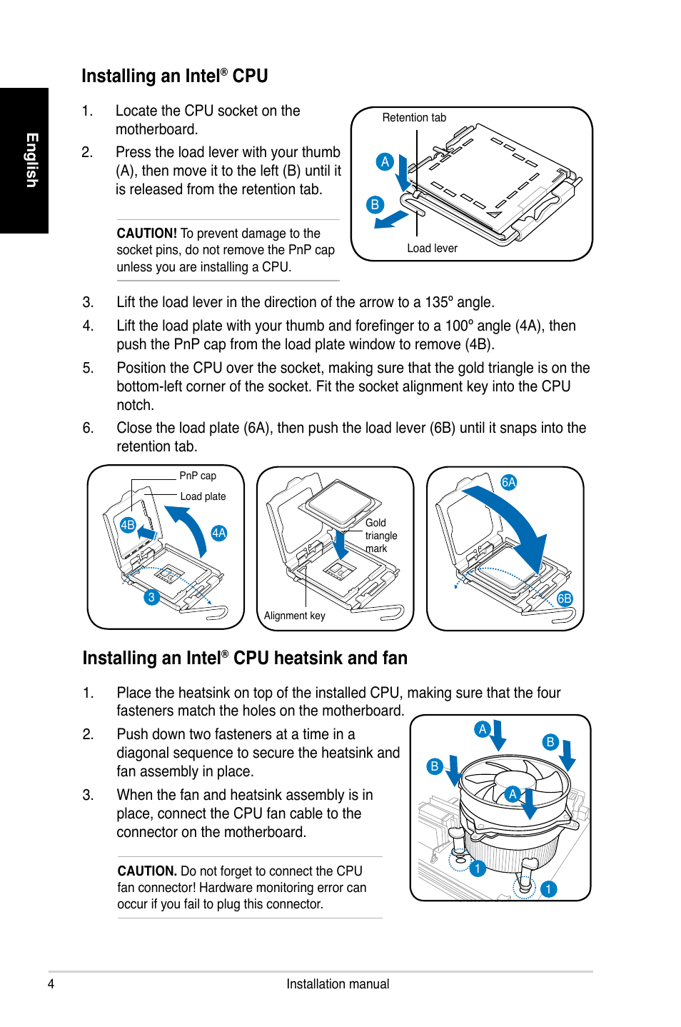 Installing an intel, Cpu heatsink and fan | Asus P2-P5945GC User Manual | Page 4 / 80