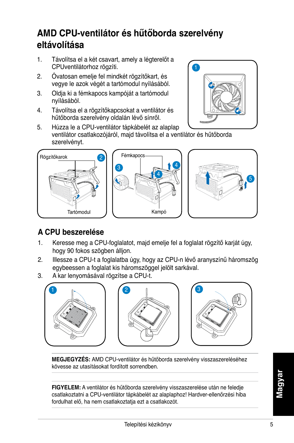 Magyar, A cpu beszerelése | Asus P2-P5945GC User Manual | Page 45 / 80