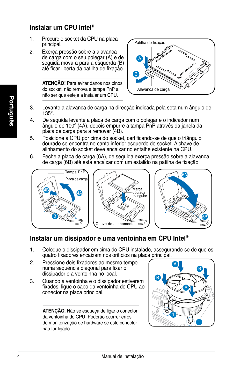 Instalar um cpu intel, Português | Asus P2-P5945GC User Manual | Page 60 / 80