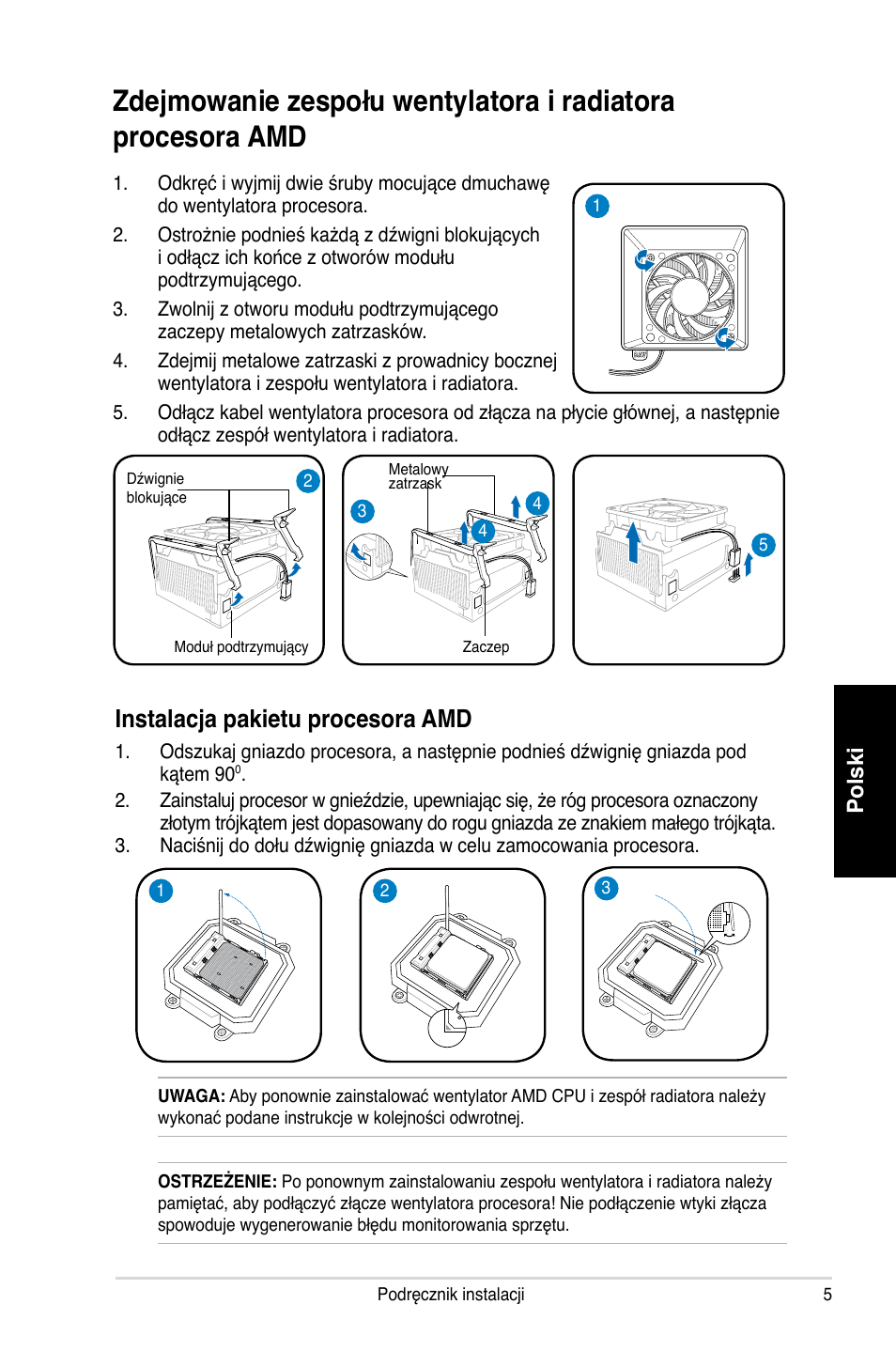 Instalacja pakietu procesora amd, Polski | Asus P2-P5945GC User Manual | Page 77 / 80