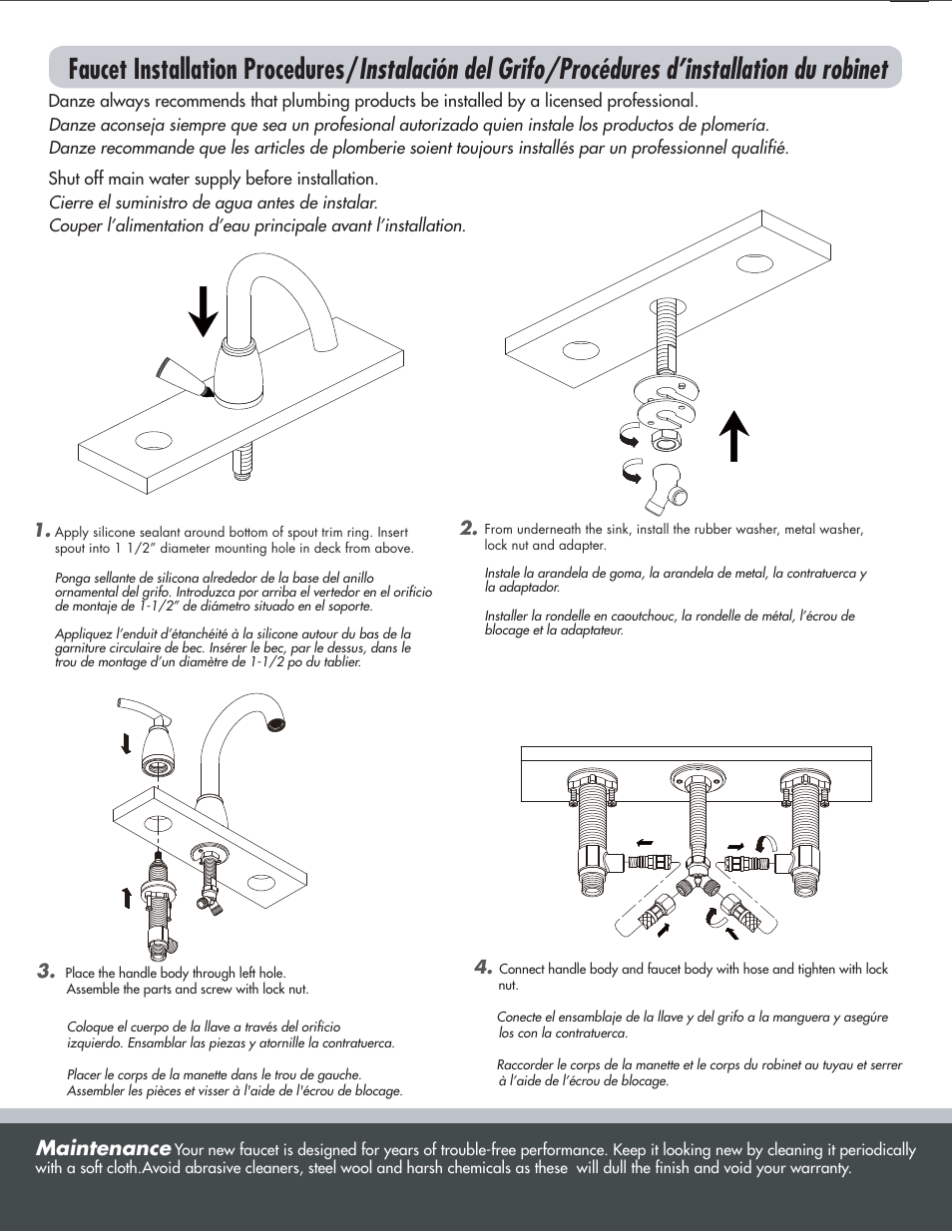 Maintenance | Danze D303354 - Installation Manual User Manual | Page 2 / 6