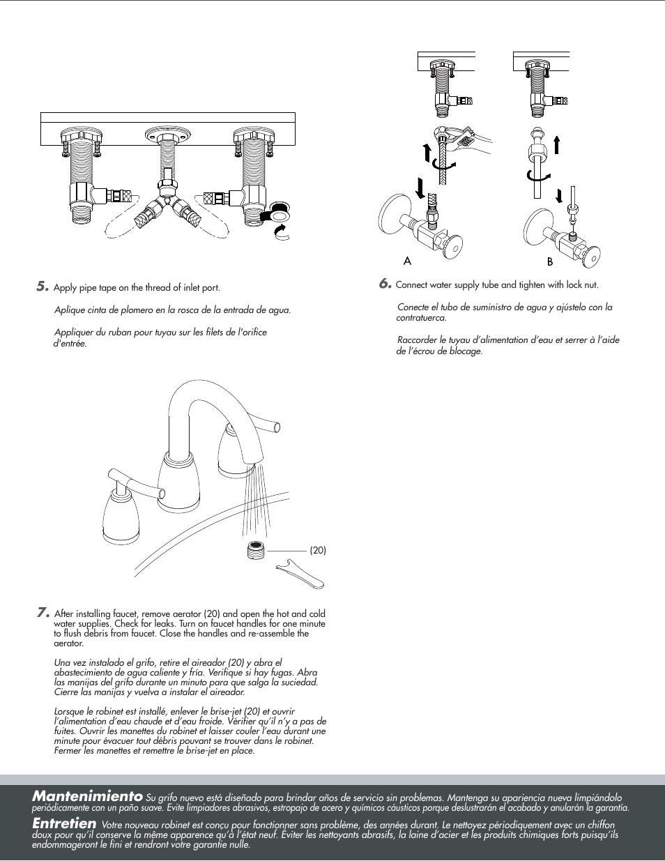 Mantenimiento, Entretien | Danze D303354 - Installation Manual User Manual | Page 3 / 6