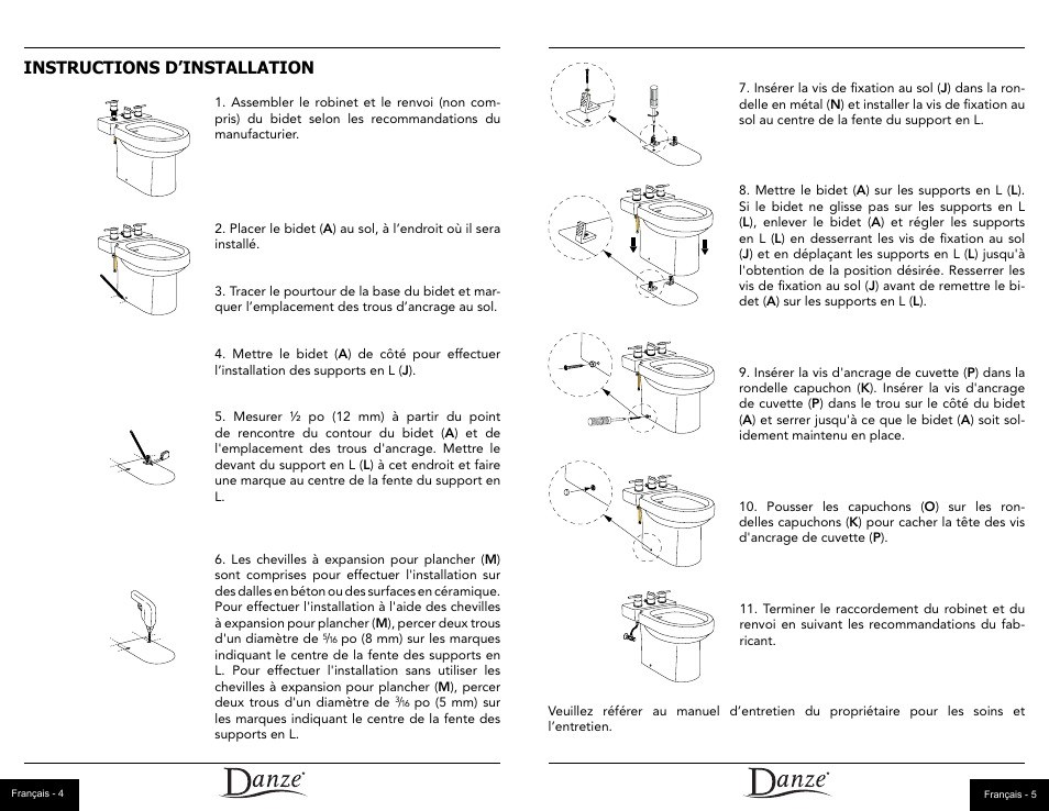 Instructions d’installation | Danze DC034110 - Installation Manual User Manual | Page 9 / 9
