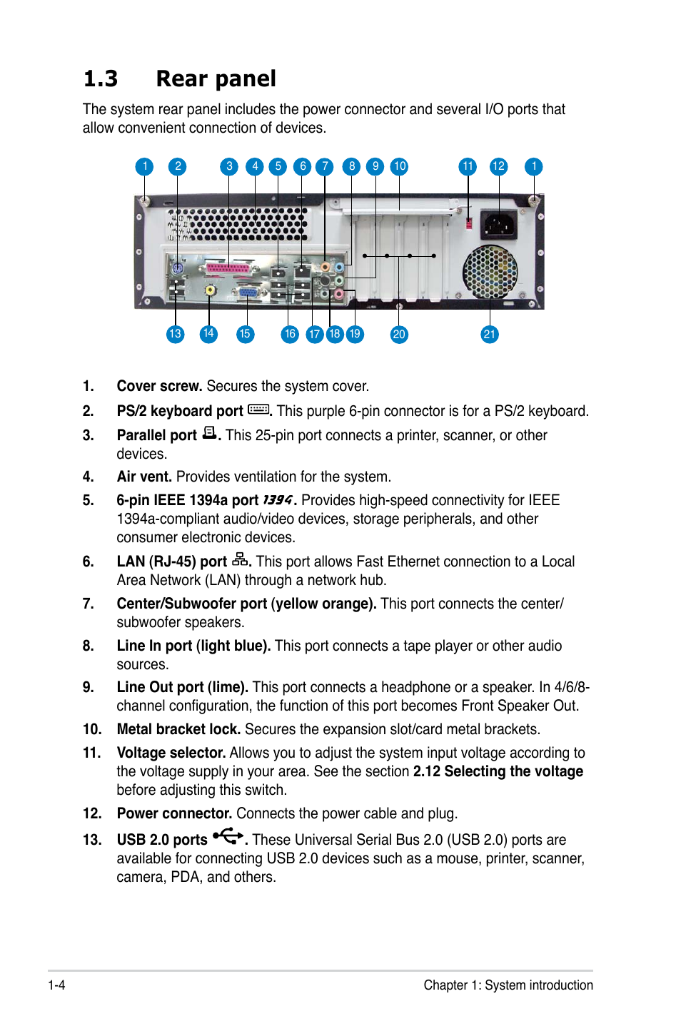 3 rear panel | Asus P3-P5G33 User Manual | Page 14 / 98