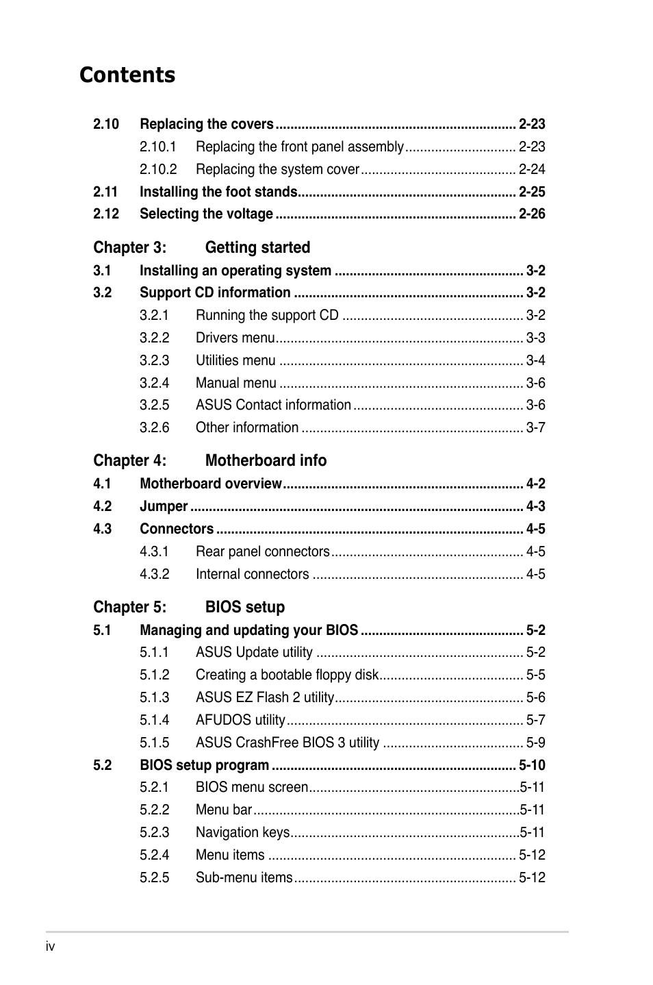 Asus P3-P5G33 User Manual | Page 4 / 98