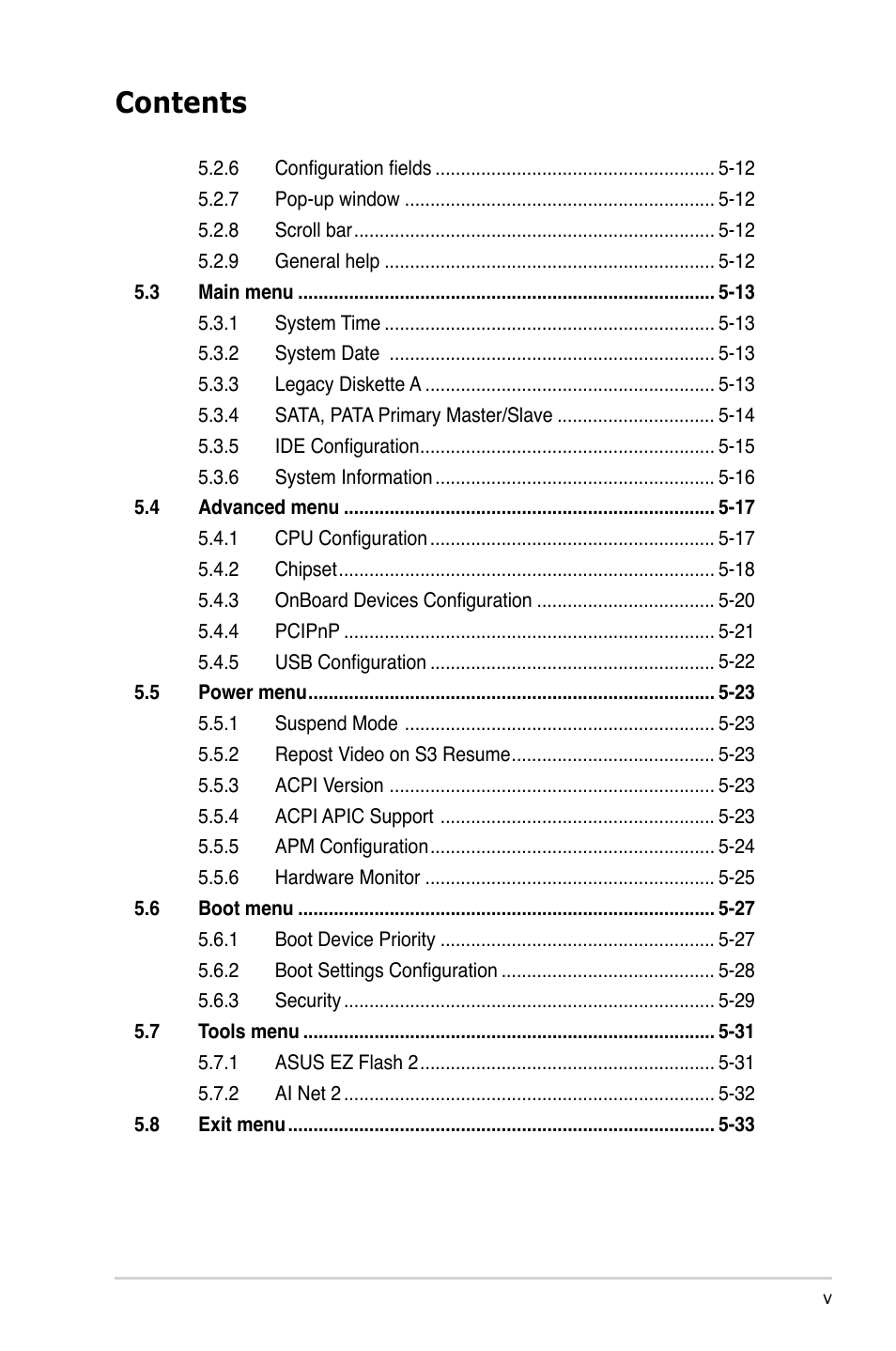 Asus P3-P5G33 User Manual | Page 5 / 98