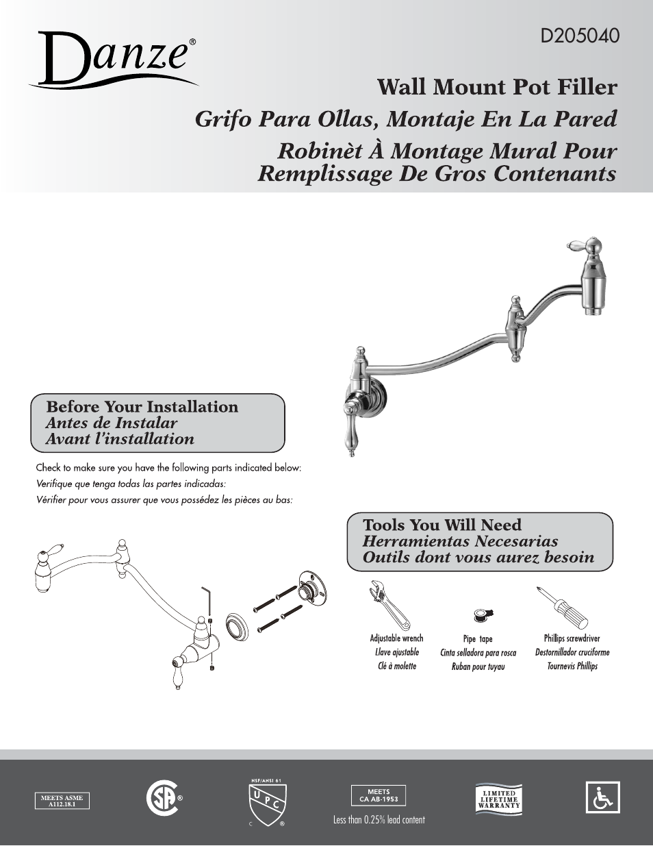 Danze D205040 - Installation Manual User Manual | 3 pages