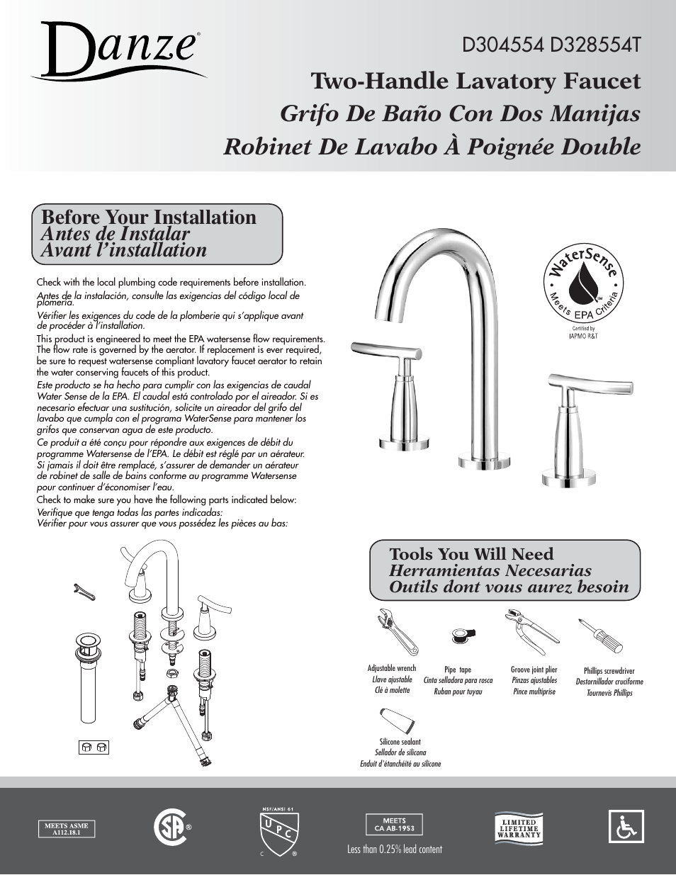 Danze D304554 - Installation Manual User Manual | 7 pages