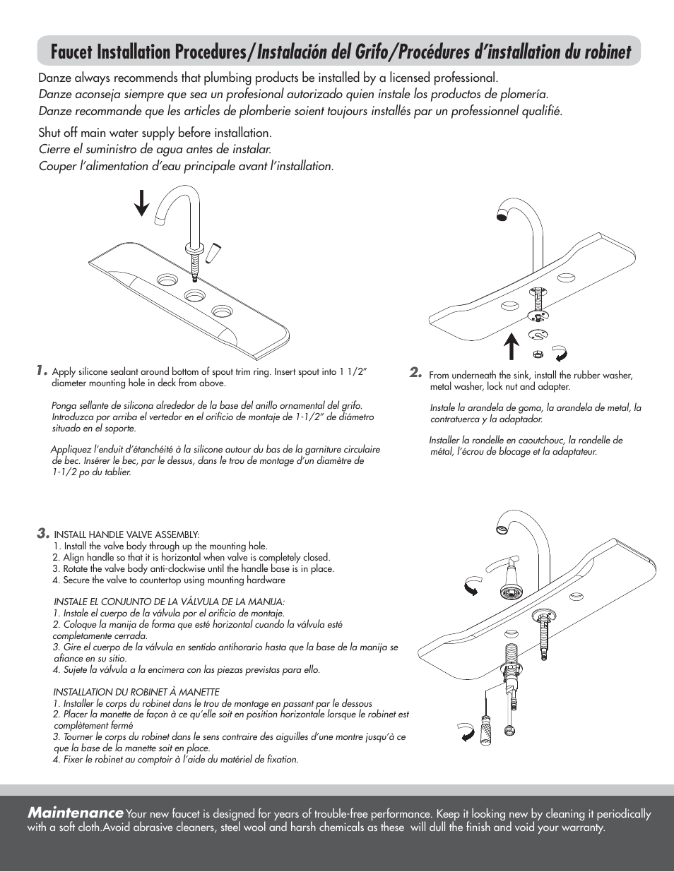 Maintenance | Danze D304554 - Installation Manual User Manual | Page 2 / 7