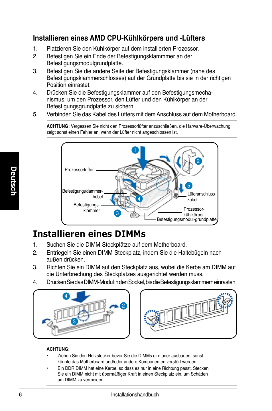 Installieren eines dimms | Asus T3-P5G965 User Manual | Page 22 / 80