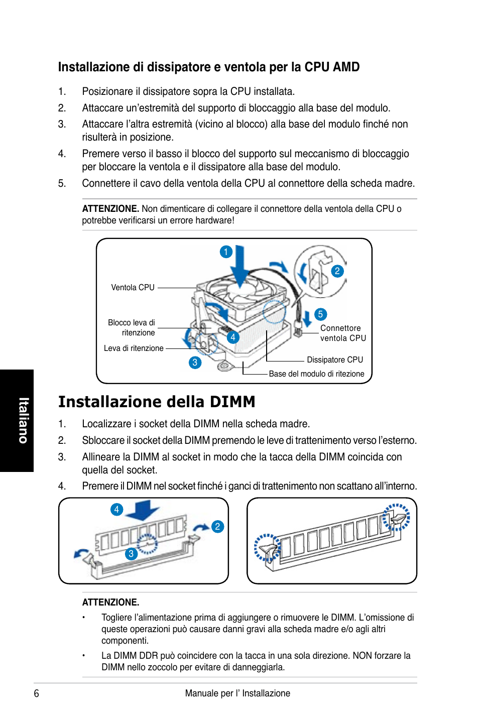 Installazione della dimm | Asus T3-P5G965 User Manual | Page 30 / 80