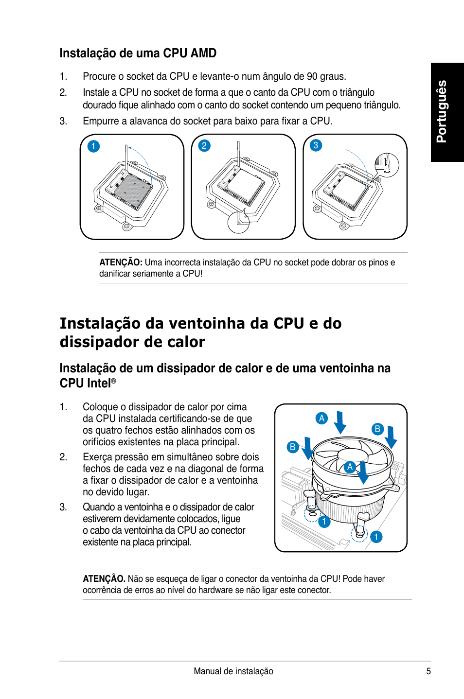 Português instalação de uma cpu amd | Asus T3-P5G965 User Manual | Page 53 / 80