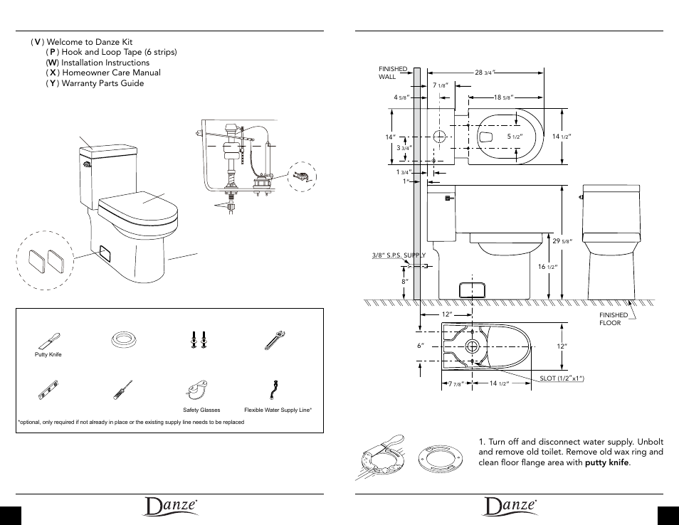 Installation instructions, Product dimensions, Tools required | Danze DC031321 - Installation Manual User Manual | Page 3 / 11