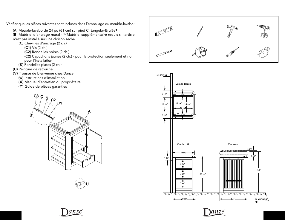 Dimensions du produit outils requis, Avant d’installer | Danze DF022124 - Installation Manual User Manual | Page 10 / 12