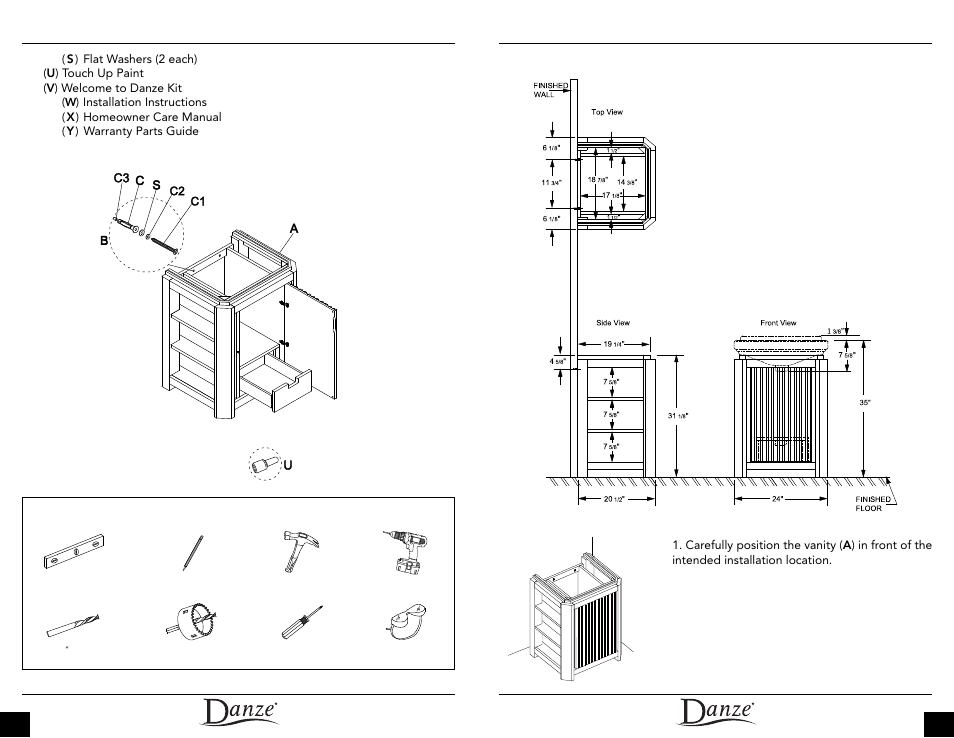 Installation instructions, Product dimensions, Tools required | Danze DF022124 - Installation Manual User Manual | Page 3 / 12