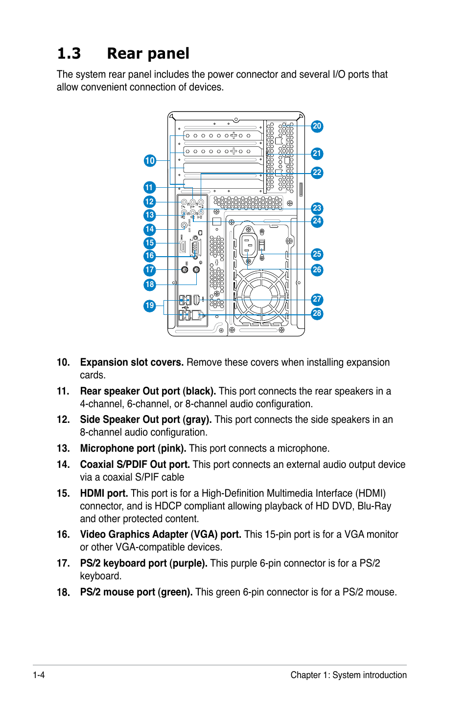 3 rear panel, Rear panel -4 | Asus T5-P5G41E User Manual | Page 12 / 76