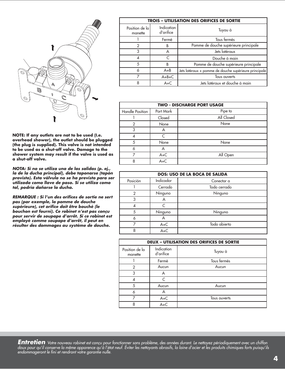 Entretien | Danze D130000BT - Installation Manual User Manual | Page 4 / 7