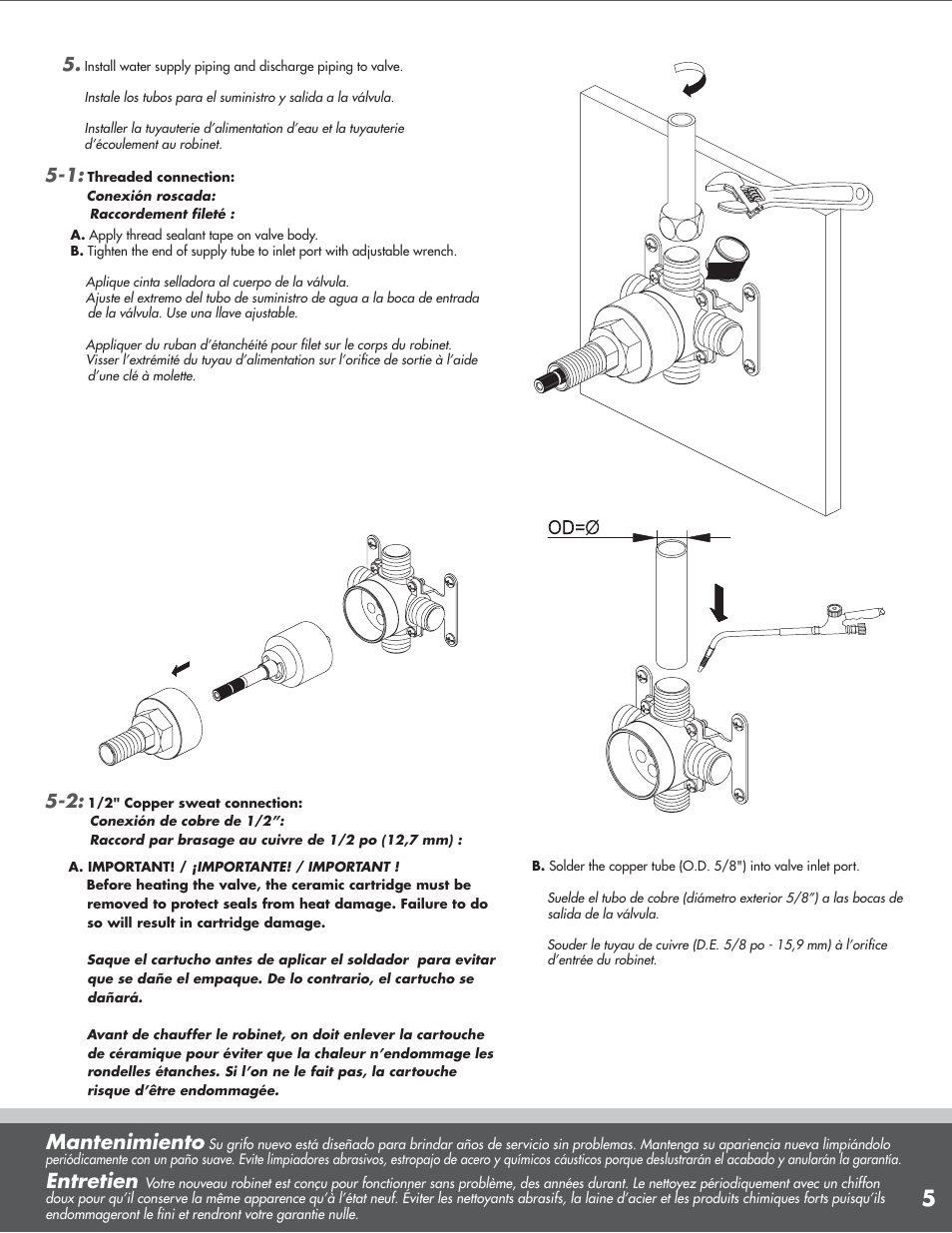 Mantenimiento, Entretien | Danze D130000BT - Installation Manual User Manual | Page 5 / 7