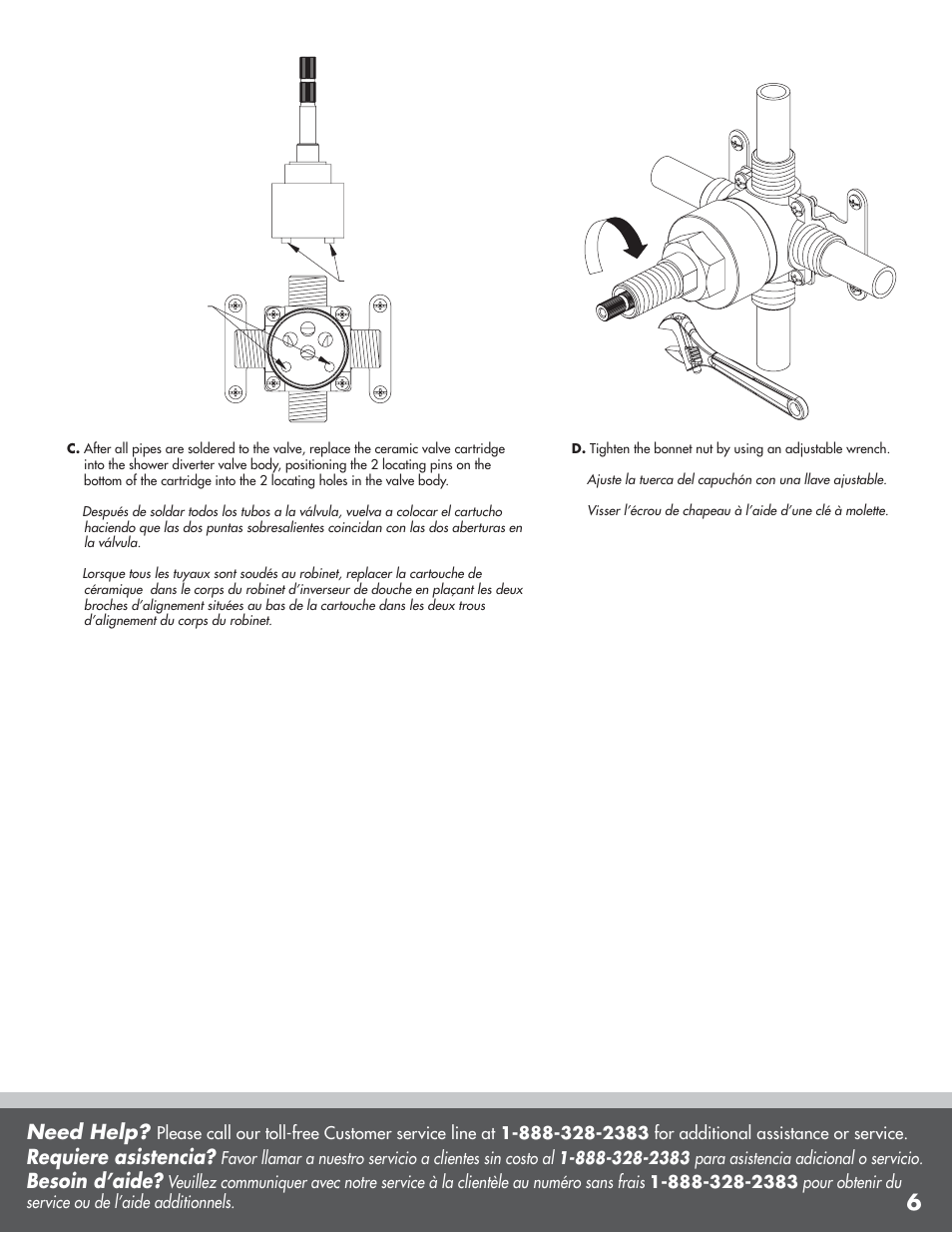 Need help, Requiere asistencia, Besoin d’aide | Danze D130000BT - Installation Manual User Manual | Page 6 / 7