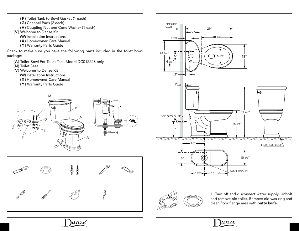 Installation instructions, Product dimensions, Tools required | Danze DC013230-DC012223 - Installation Manual User Manual | Page 3 / 13