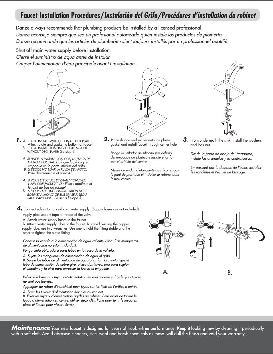 A. b | Danze D221558 - Installation Manual User Manual | Page 2 / 5