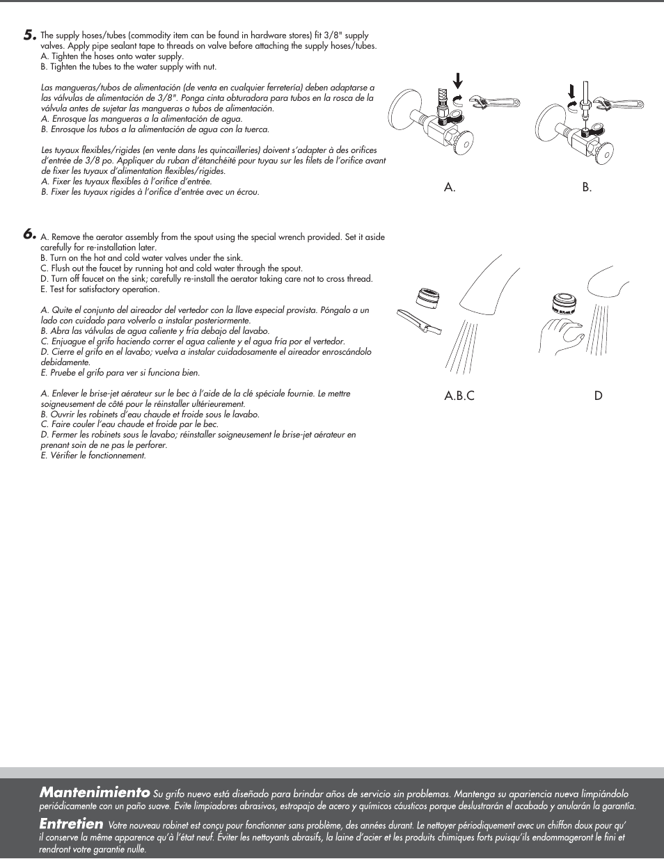 B. a, A.b.c d | Danze D221558 - Installation Manual User Manual | Page 3 / 5