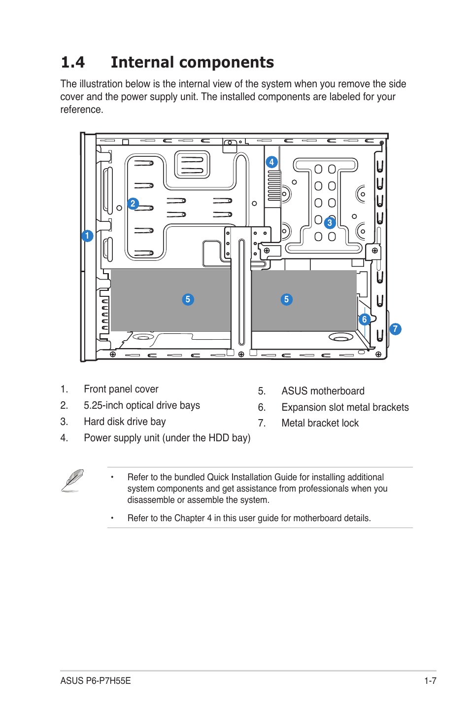 4 internal components | Asus P6-P7H55E User Manual | Page 16 / 67