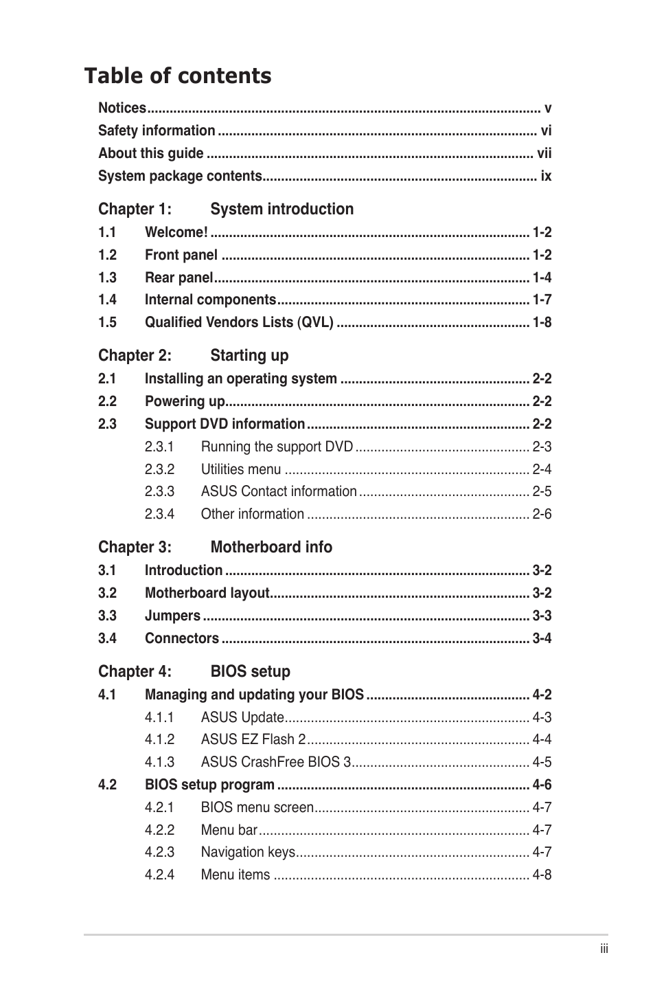 Asus P6-P7H55E User Manual | Page 3 / 67