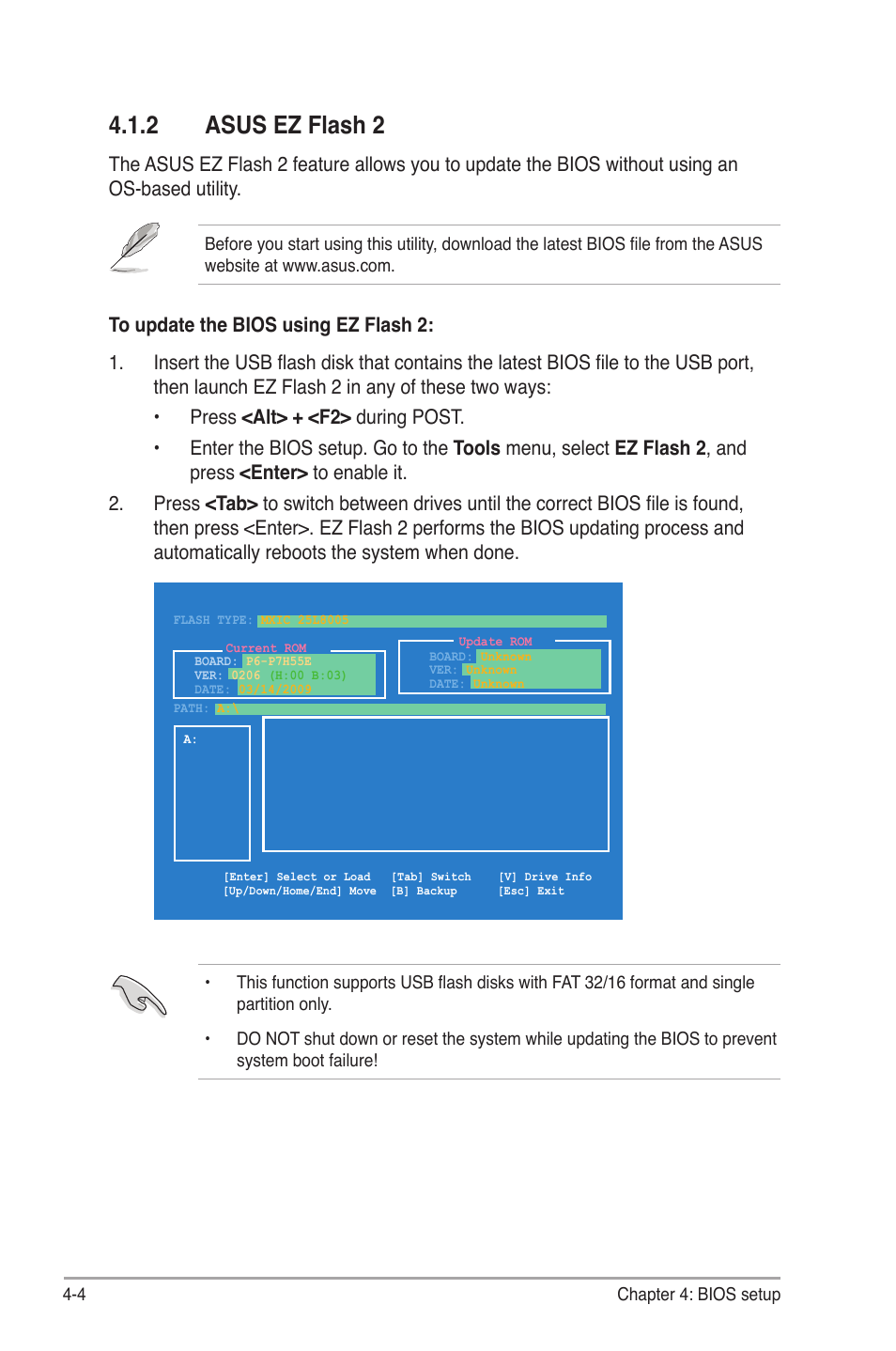 2 asus ez flash 2 | Asus P6-P7H55E User Manual | Page 41 / 67