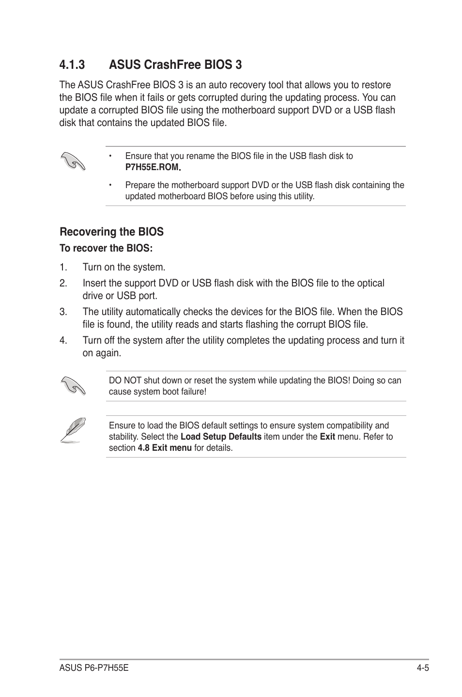 3 asus crashfree bios 3 | Asus P6-P7H55E User Manual | Page 42 / 67