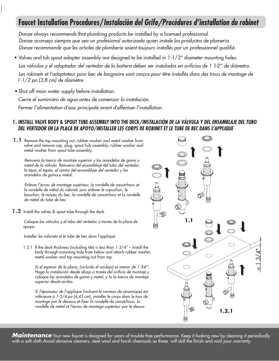 Maintenance | Danze D215000BT - Installation Manual User Manual | Page 2 / 6
