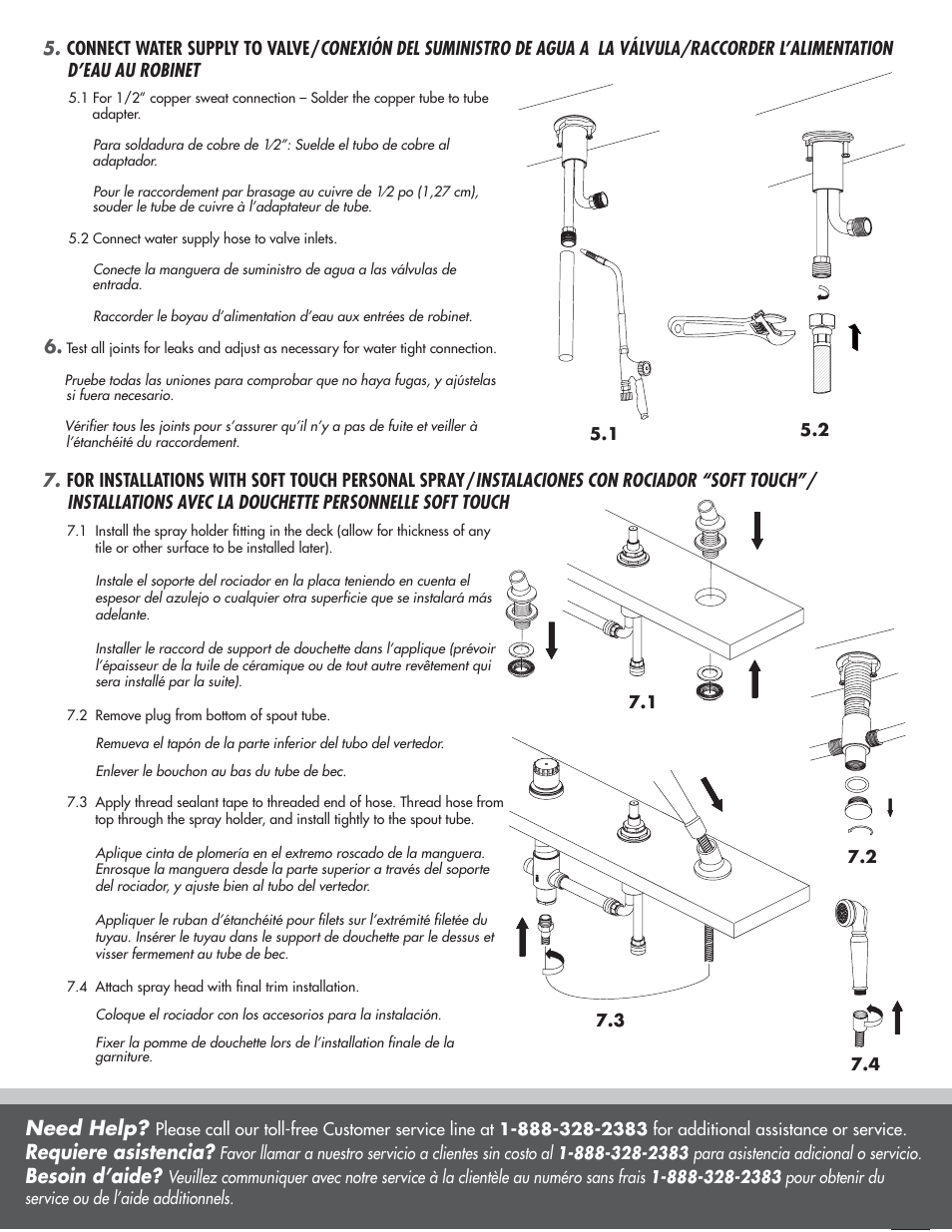 Need help, Requiere asistencia, Besoin d’aide | Danze D215000BT - Installation Manual User Manual | Page 5 / 6