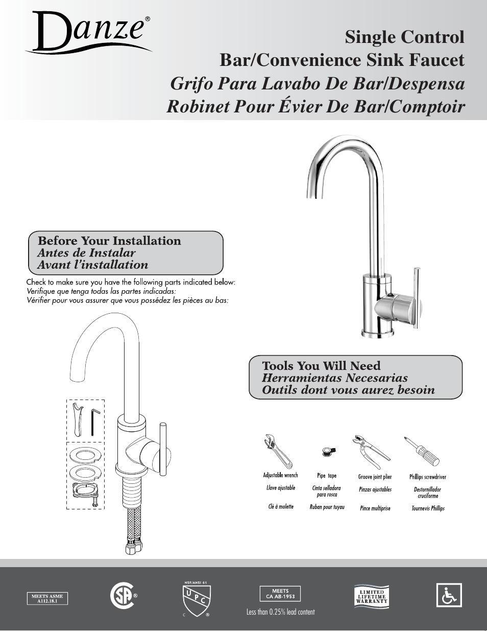 Danze D151558 - Installation Manual User Manual | 3 pages