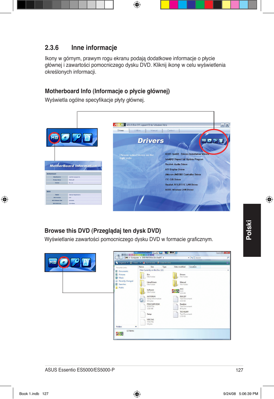 Polski 2.3.6 inne informacje | Asus Essentio ES5000 User Manual | Page 128 / 174