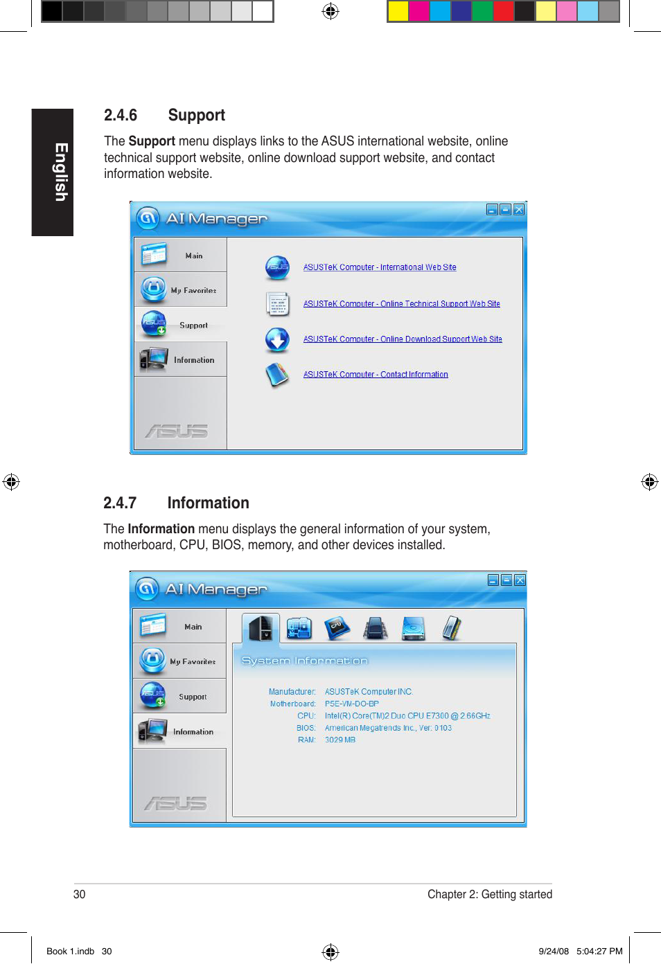 English 2.4.6 support, 7 information | Asus Essentio ES5000 User Manual | Page 31 / 174