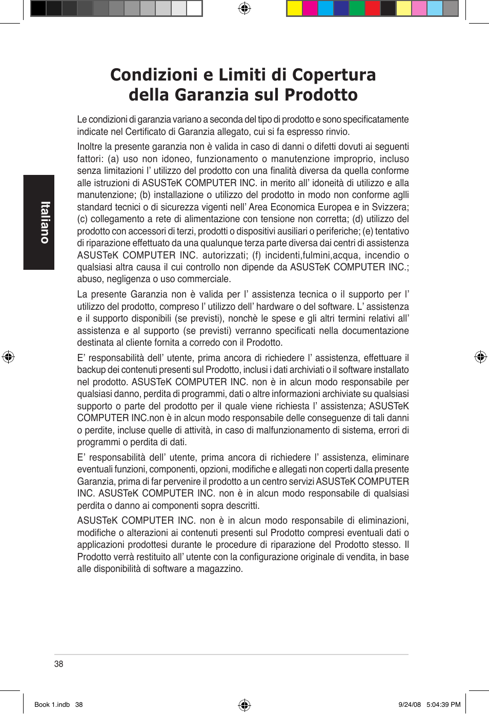 Italiano | Asus Essentio ES5000 User Manual | Page 39 / 174