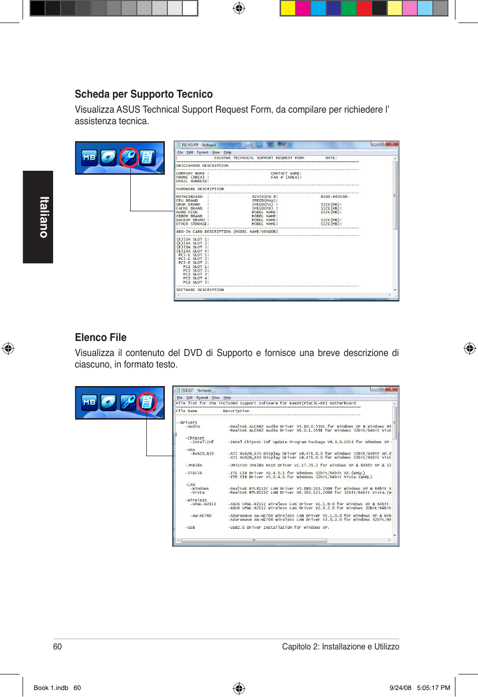 Italiano | Asus Essentio ES5000 User Manual | Page 61 / 174