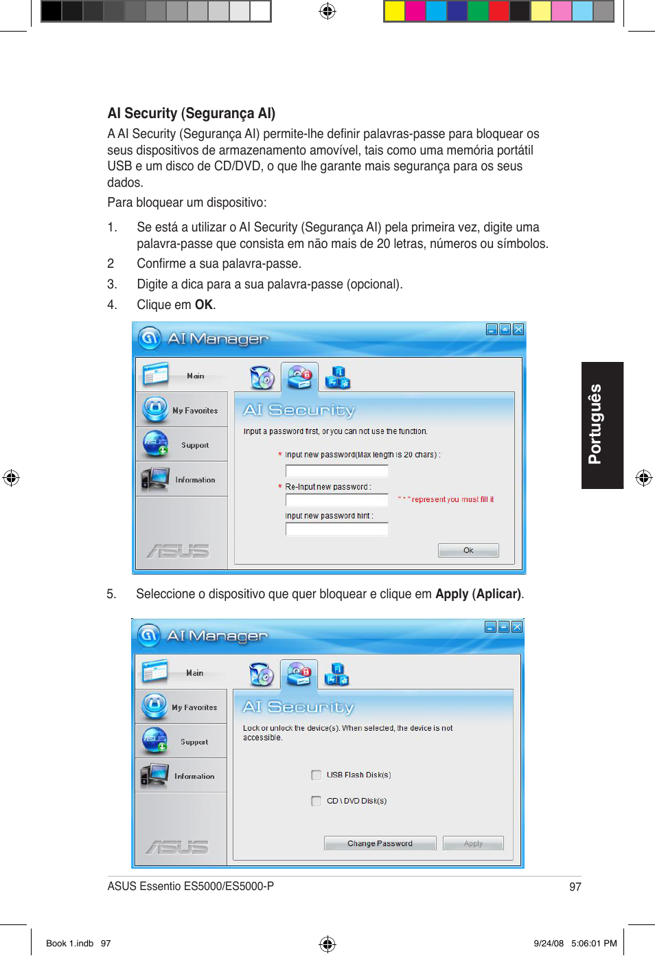 Português | Asus Essentio ES5000 User Manual | Page 98 / 174