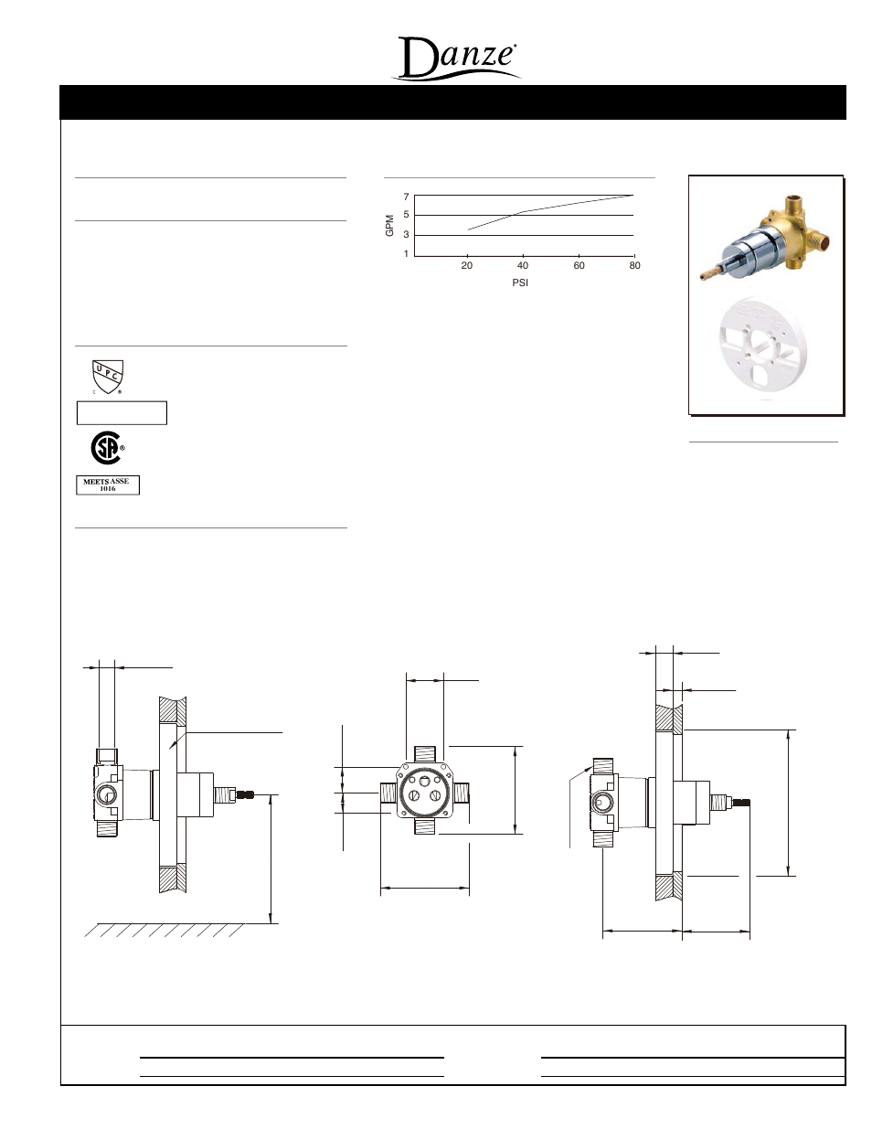 Danze D115000BT - Spec Sheets User Manual | 1 page